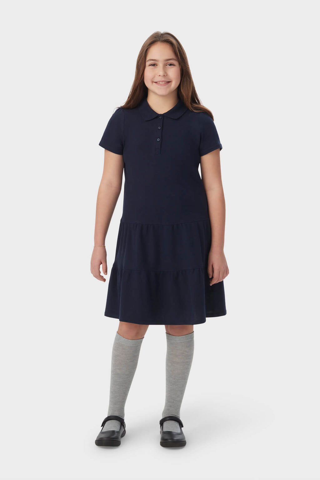 Short Sleeve Ruffle Piqué Polo Dress