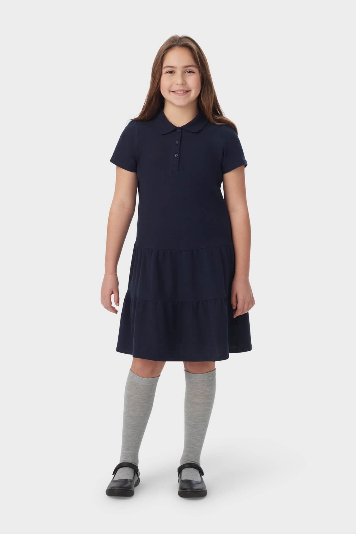 Short Sleeve Ruffle Piqué Polo Dress