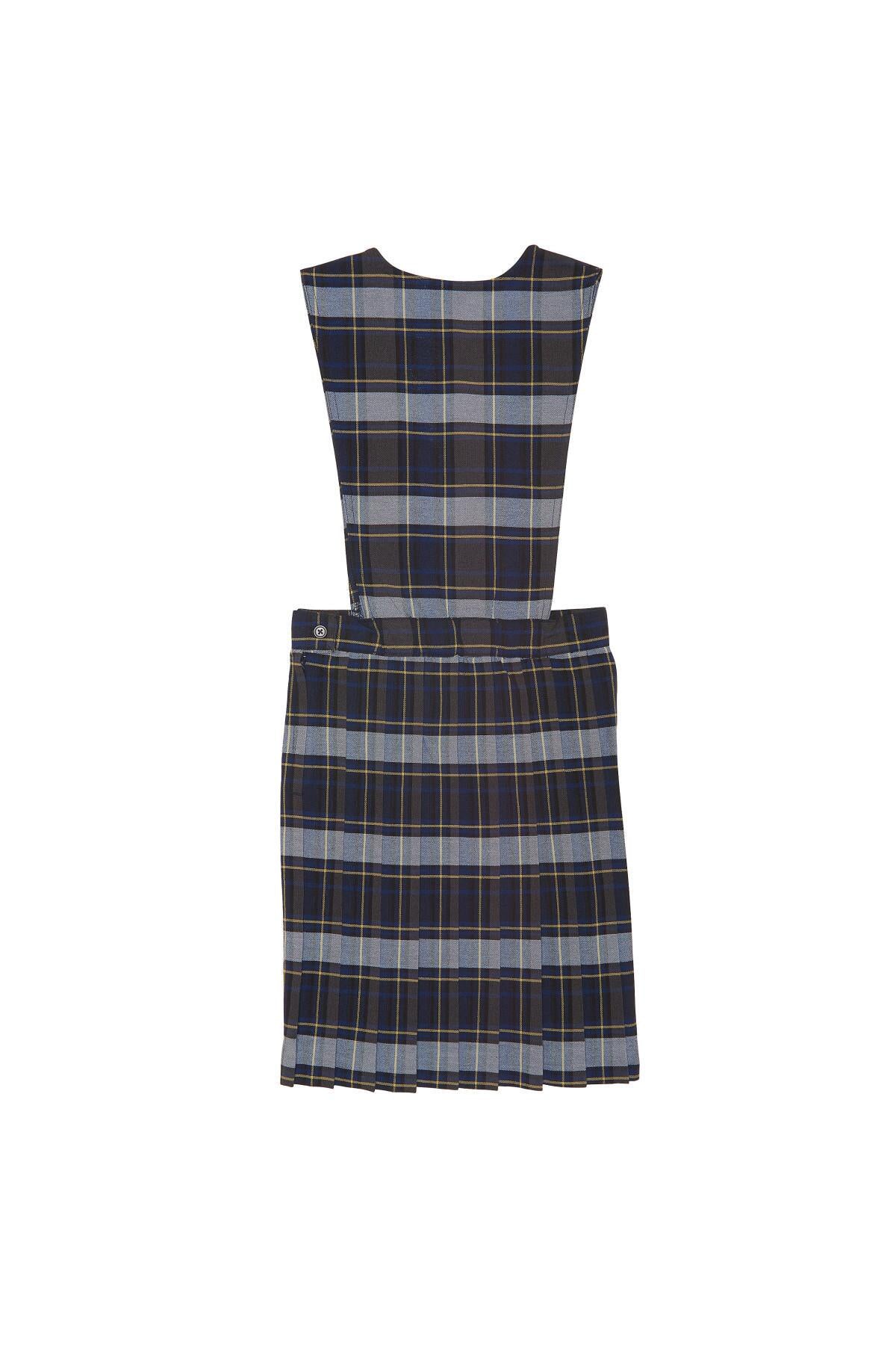 Plaid V-Neck Pleated Jumper