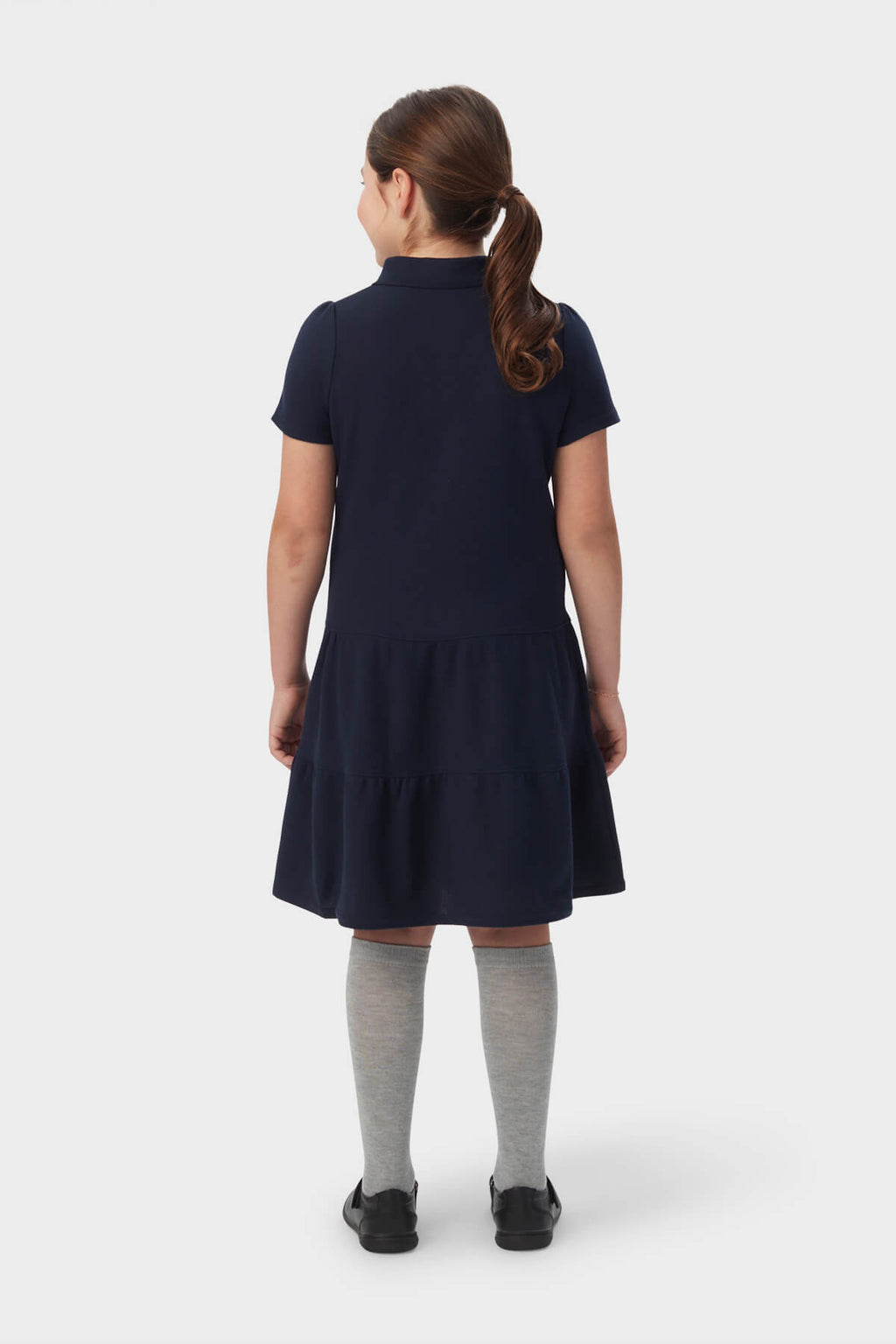 Short Sleeve Ruffle Piqué Polo Dress