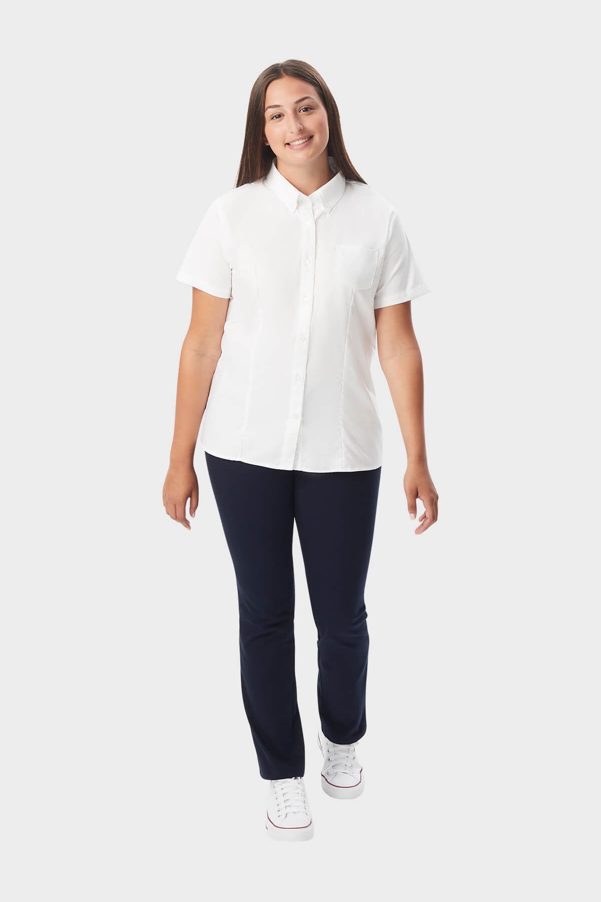 Short Sleeve Fitted Oxford Shirt (Feminine Fit)